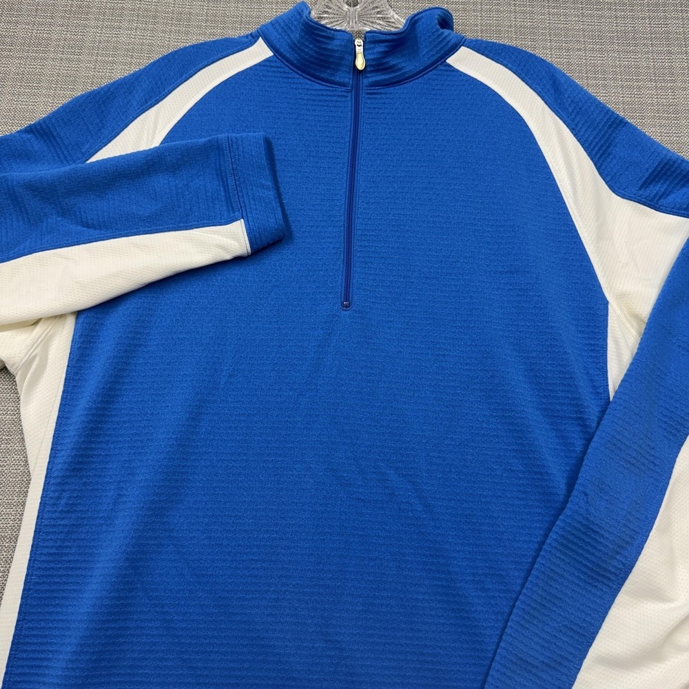 Nike Golf Therma Pullover Mens XL Blue White 1/4 Zip Thermal Golf Shirt